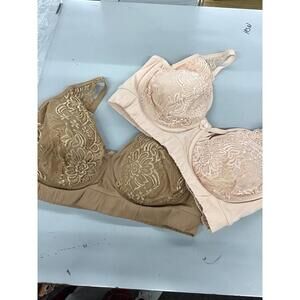 Rhonda shear 2 pack lace underwire super soft halter bras 2X new from QVC